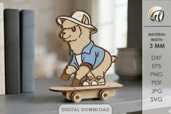 3D Animal on Skateboard Laser Cutting in Other Toys Amp