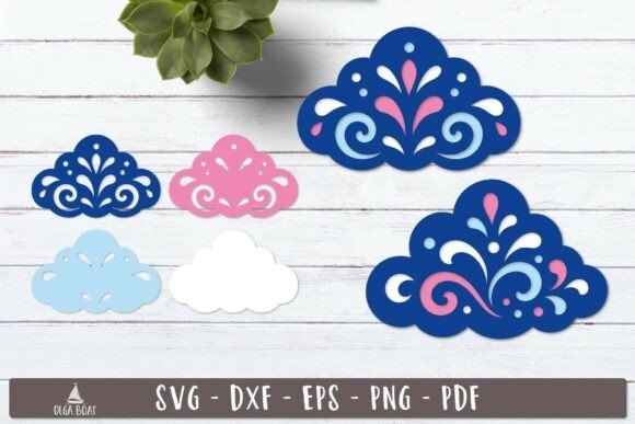 3d Decorative Cloud SVG Layered Design