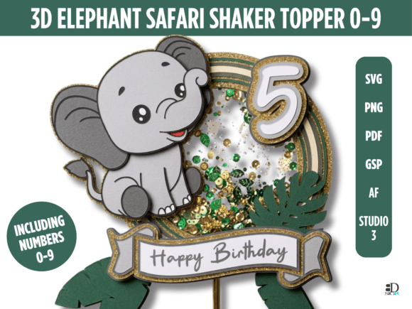 3D Elephant Safari Shaker Topper 0-9 Review