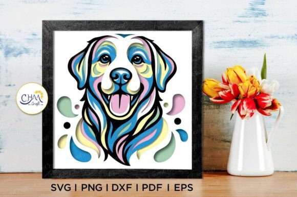 3D Labrador Retriever Shadow Box SVG