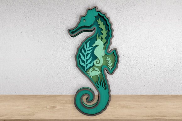 3D Layered Seahorse Laser Cut File: 3D SVG for Other Branding