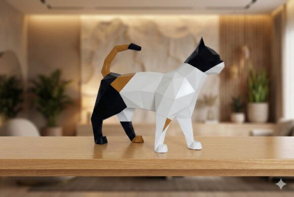 3D Papercraft Walking Cat Embroidery Review