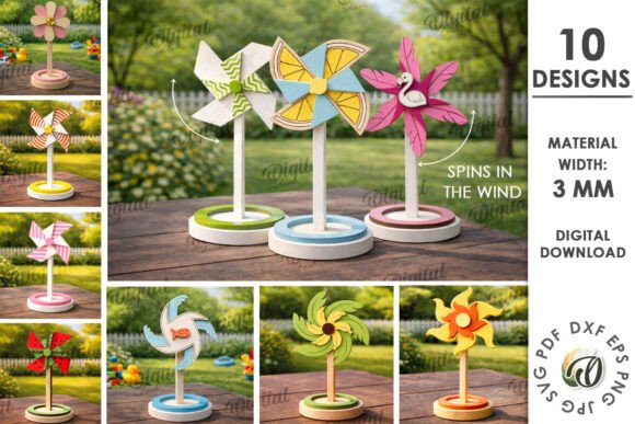 3D Pinwheel Stands Bundle Laser Cut