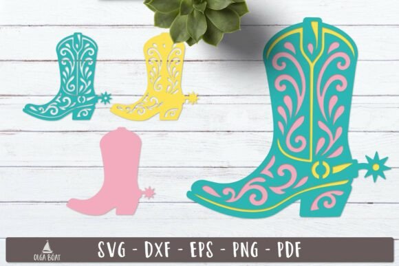 3d Western Scroll Boot Layered SVG Review