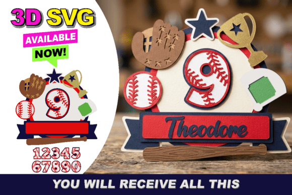 Baseball Cake Topper 3D SVG for Birthdays