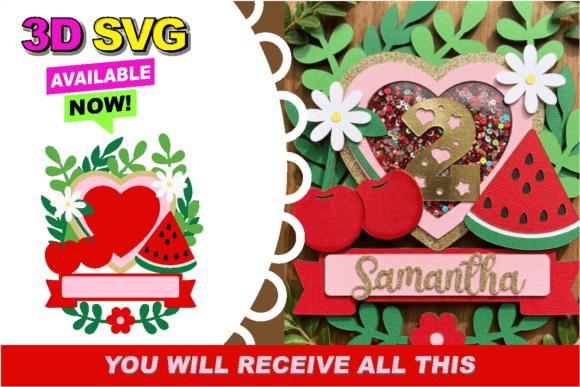 Cherry and Watermelon Cake Topper 3D SVG for Birthdays