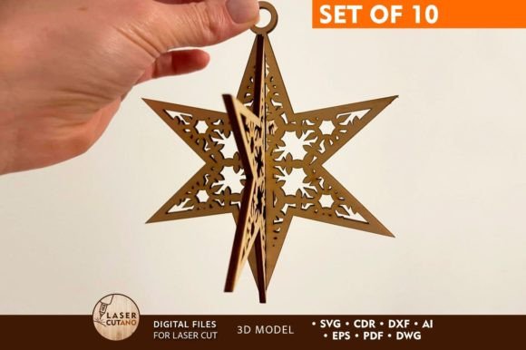 CHRISTMAS STARS Set, 3D Model Home Decor