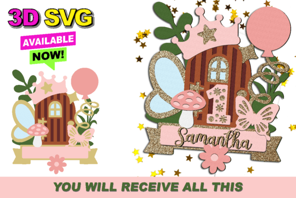 Fairy Door Cake Topper 3D SVG for Birthdays