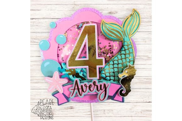Mermaid Cake Topper SVG, 3D SVG