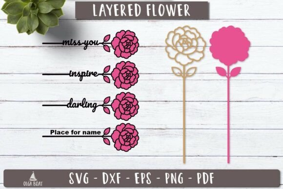 Peony Flower Name SVG 3d Layered Laser Review