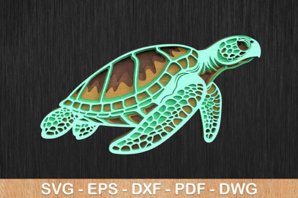 Sea Turtle 3D Layered Laser Cut for Wall Decor